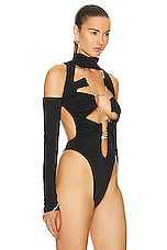 Di Petsa Temptress Bodysuit in Black, view 3, click to view large image.
