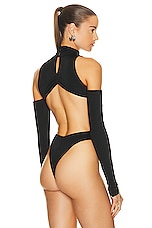 Di Petsa Temptress Bodysuit in Black, view 5, click to view large image.