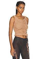 Di Petsa Wetlook Two Strap Top in Nude, view 2, click to view large image.
