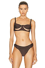 Di Petsa Twisted Underbust Bikini Top in Brown, view 1, click to view large image.