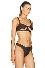 Di Petsa Twisted Underbust Bikini Top in Brown, view 2, click to view large image.