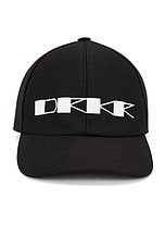 DRKSHDW by Rick Owens Baseball Cap in Black & Milk, view 1, click to view large image.