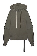 DRKSHDW by Rick Owens Hustler Hoodie in Blue, view 1, click to view large image.