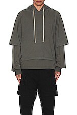 DRKSHDW by Rick Owens Hustler Hoodie in Blue, view 3, click to view large image.
