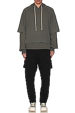 DRKSHDW by Rick Owens Hustler Hoodie in Blue, view 4, click to view large image.