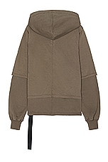DRKSHDW by Rick Owens Zipped Hustler Hoodie in Dust, view 2, click to view large image.