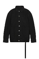 DRKSHDW by Rick Owens Sphinx Jumbo Worker Jacket in Black, view 1, click to view large image.