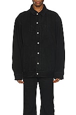 DRKSHDW by Rick Owens Sphinx Jumbo Worker Jacket in Black, view 3, click to view large image.