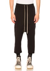 DRKSHDW by Rick Owens Drawstring Cropped Pants in Black | FWRD