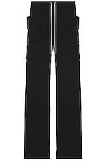 DRKSHDW by Rick Owens Creatch Cargo Drawstring Pants in Black, view 1, click to view large image.