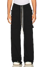 DRKSHDW by Rick Owens Creatch Cargo Drawstring Pants in Black, view 3, click to view large image.