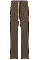 DRKSHDW by Rick Owens Creatch Cargo Drawstring Pants in Dust, view 1, click to view large image.