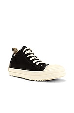 DRKSHDW by Rick Owens Low Sneaks in Black & Milk, view 1, click to view large image.