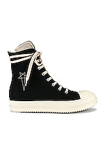 DRKSHDW by Rick Owens Sneakers in Black & Pearl, view 1, click to view large image.
