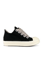 DRKSHDW by Rick Owens Low Sneakers in Black & Milk, view 1, click to view large image.