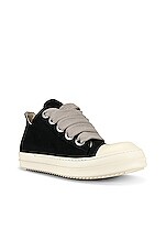 DRKSHDW by Rick Owens Low Sneakers in Black & Milk, view 2, click to view large image.