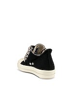 DRKSHDW by Rick Owens Low Sneakers in Black & Milk, view 3, click to view large image.