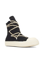 DRKSHDW by Rick Owens Hexa Sneaks in Black & Milk, view 2, click to view large image.