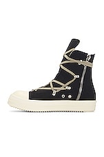 DRKSHDW by Rick Owens Hexa Sneaks in Black & Milk, view 5, click to view large image.