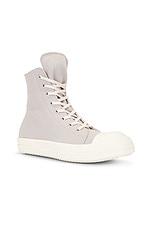 DRKSHDW by Rick Owens Ramone Hi Sneaker in Pearl & Milk, view 2, click to view large image.