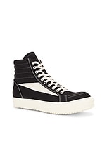 DRKSHDW by Rick Owens Vintage High Sneaker in Black & Milk, view 2, click to view large image.