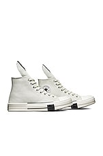 DRKSHDW by Rick Owens x Converse DRKSTAR Hi Sneaker in White, view 2, click to view large image.