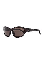 Dries Van Noten DVN 215 Sunglasses in Dark Brown, Silver, & Grey, view 2, click to view large image.
