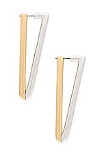 Demarson Vita Tow Tone Earrings in 12k Shiny Gold, view 2, click to view large image.