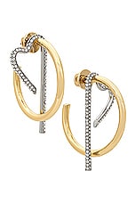 Demarson Te Amo Hoop Earrings in 12k Gold & Crystal, view 1, click to view large image.