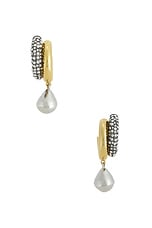 Demarson Dezi Earrings in 12k Shiny Gold, Hem, & Crystal, view 3, click to view large image.