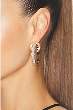 Demarson Isla Hoop Earrings in 12k Shiny Gold & Crystal, view 2, click to view large image.