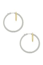 Demarson Isla Hoop Earrings in 12k Shiny Gold & Crystal, view 3, click to view large image.