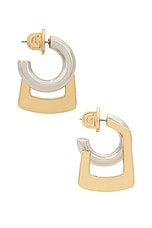 Demarson Tina Hoop Earrings in 12k Shiny Gold & Silver, view 2, click to view large image.