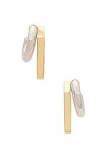 Demarson Tina Hoop Earrings in 12k Shiny Gold & Silver, view 3, click to view large image.