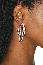 Demarson Astra Hoop Earrings in 12k Shiny Gold & Crystal, view 2, click to view large image.