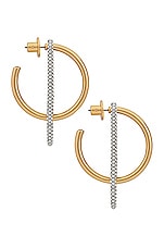 Demarson Astra Hoop Earrings in 12k Shiny Gold & Crystal, view 3, click to view large image.