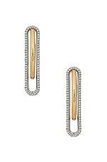 Demarson Astra Hoop Earrings in 12k Shiny Gold & Crystal, view 4, click to view large image.