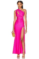 Dundas Rita Gown in Fluo Pink, view 1, click to view large image.
