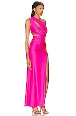 Dundas Rita Gown in Fluo Pink, view 2, click to view large image.