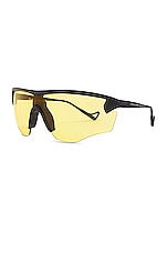 District Vision Junya Racer Sunglasses in Black & D+ Sports Yellow, view 2, click to view large image.