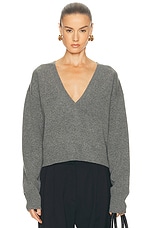 EAVES Lonne Deep V-neck Sweater in Dark Grey | FWRD