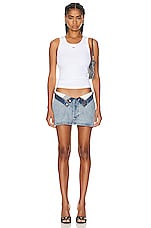 EB Denim Madison Mini Skirt in Daphne, view 4, click to view large image.