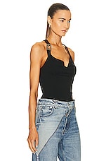 EB Denim Cowl Buckle Tank in Black, view 2, click to view large image.