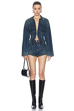 EB Denim Hart Moto Short in Blue Honey, view 4, click to view large image.