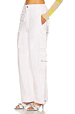 EB Denim Cargo Pants in White, view 3, click to view large image.