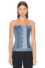 EB Denim Rosalia Upcycled Corset in Vintage Blue, view 2, click to view large image.