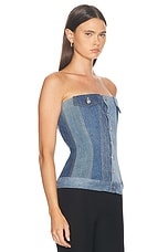 EB Denim Rosalia Upcycled Corset in Vintage Blue, view 3, click to view large image.