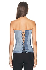 EB Denim Rosalia Upcycled Corset in Vintage Blue, view 4, click to view large image.