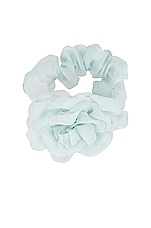 Emi Jay Camellia Scrunchie in Pale Blue, view 1, click to view large image.