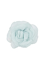 Emi Jay Camellia Scrunchie in Pale Blue, view 3, click to view large image.